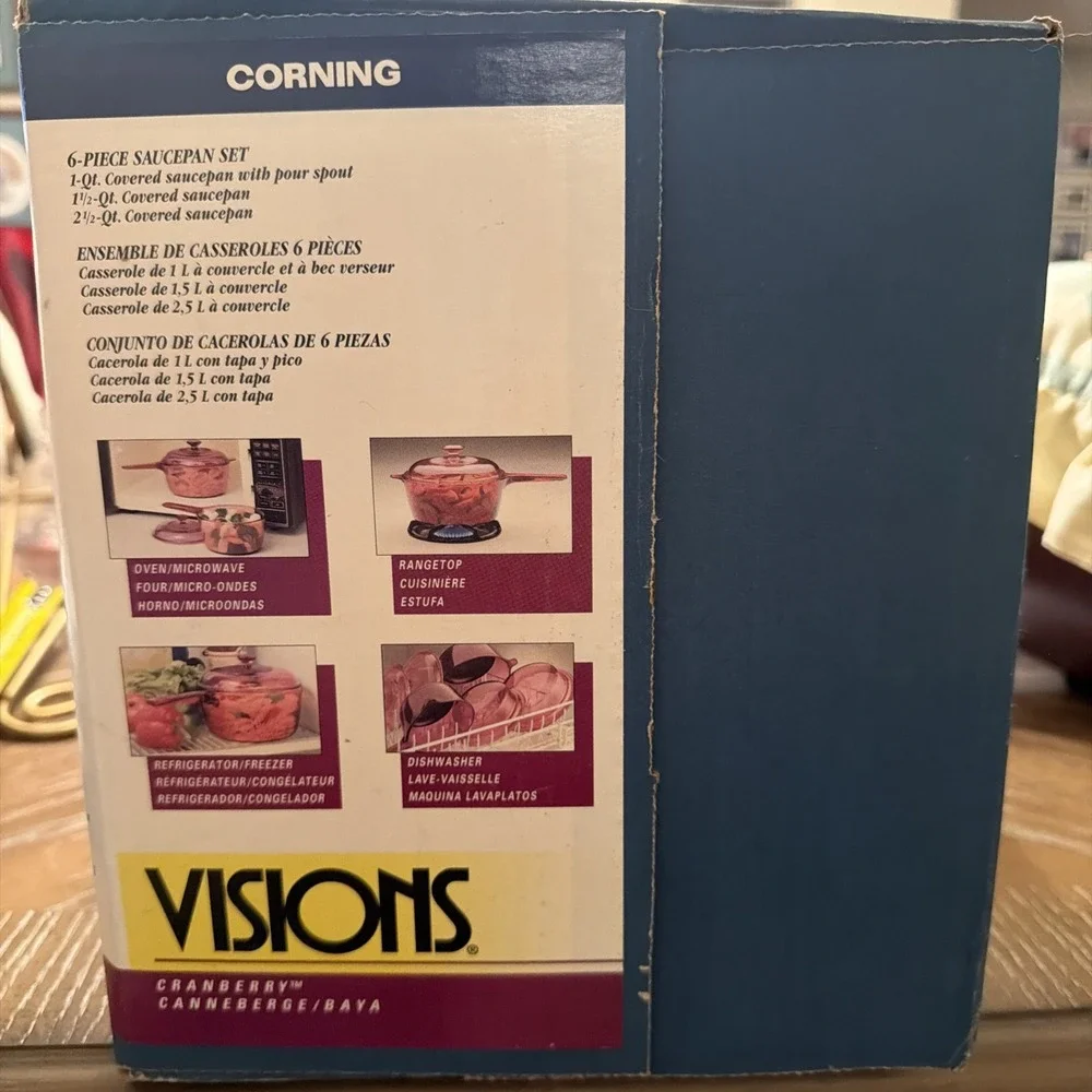 Corning VISIONS CRANBERRY Saucepan 6 Piece set 2.5QT 1.5QT 1QT NIB Vintage Rare